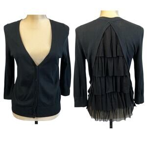 Juicy Couture Black Cardigan Back Ruffle In  Black Size Small